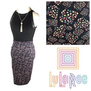 LuLaRoe Navy Blue Triangle Print Cassie Skirt